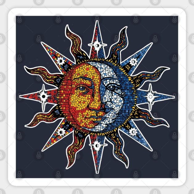 Celestial Mosaic Sun/Moon Magnet by sandersart